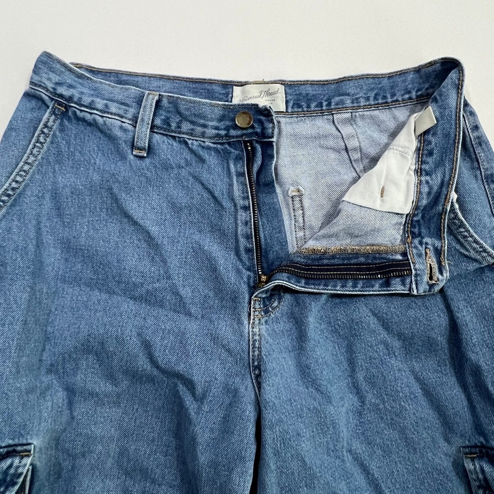 Universal Thread Cargo Jeans Wide Leg High Rise Medium Wash Blue Womens 12R - Picture 11 of 16